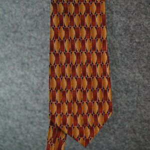 Giorgio Sistina Tie Red Yellow Geometric Print 100% Silk Made in Italy Menswear